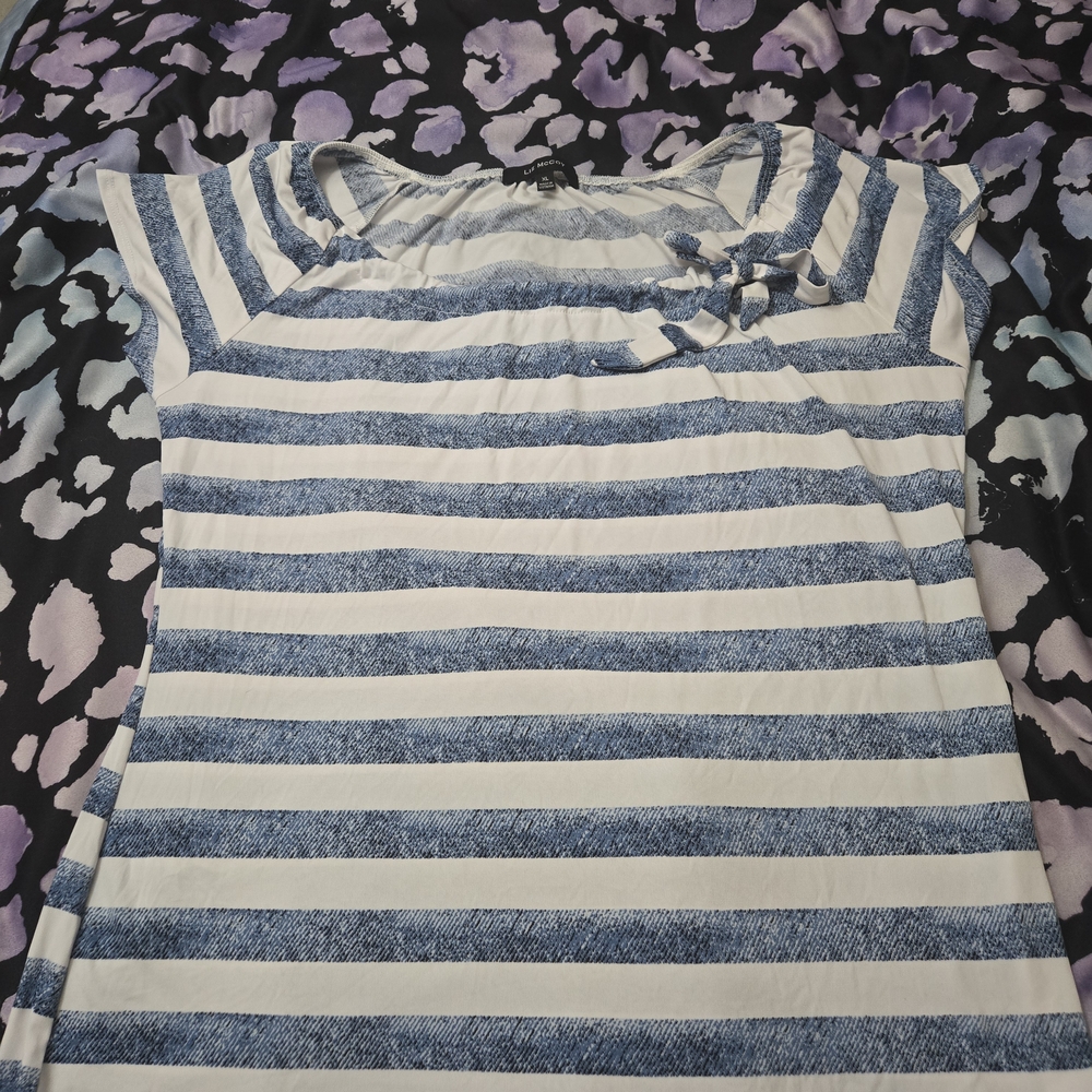 Striped Blue and White Women's Blouse